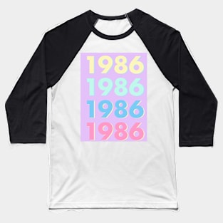 1986 Pastel Typography - Personalized Year Retro Nostalgic Art Print Baseball T-Shirt